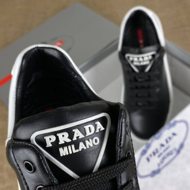 prada ayakkabi erkek sneaker contrast heel siyah beyaz