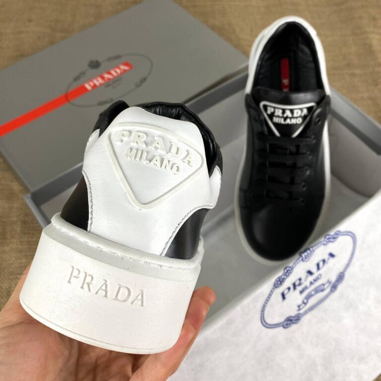 prada ayakkabi erkek sneaker contrast heel siyah beyaz