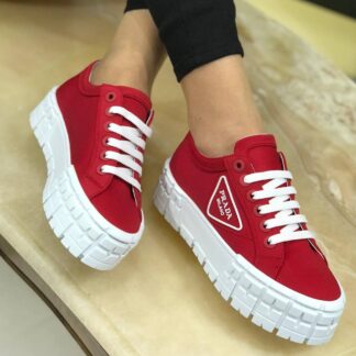 prada ayakkabi kirmizi gabardine