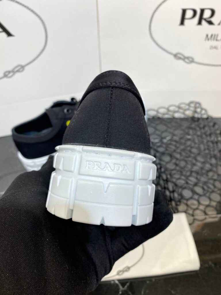 prada ayakkabi lacivert sari logo gabardine
