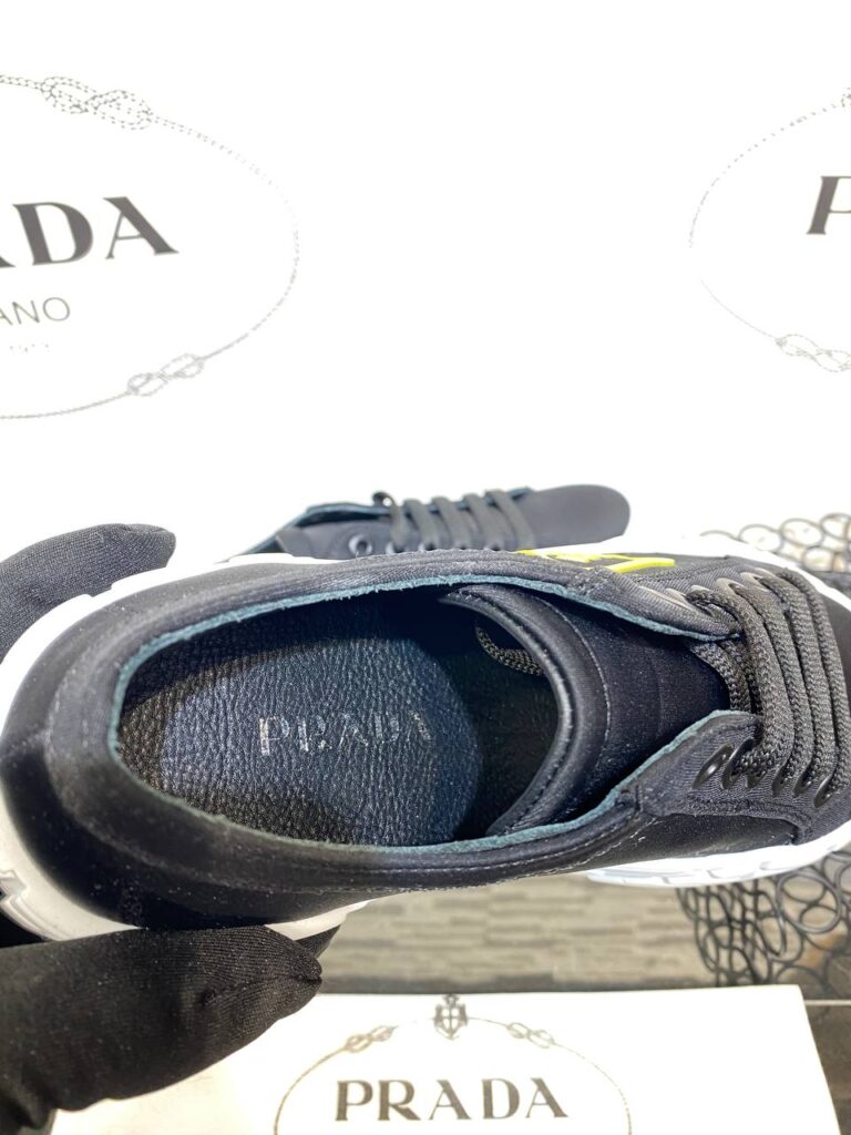 prada ayakkabi lacivert sari logo gabardine