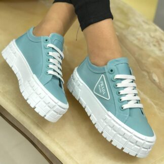 prada ayakkabi mavi gabardine
