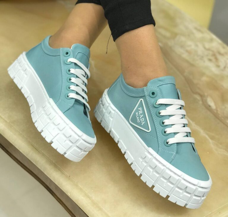 prada ayakkabi mavi gabardine