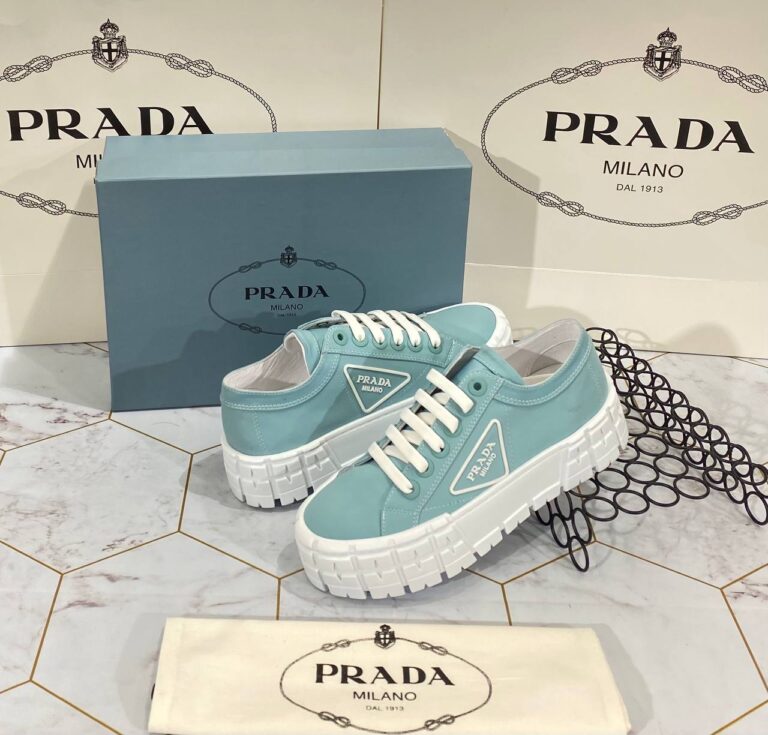 prada ayakkabi mavi gabardine