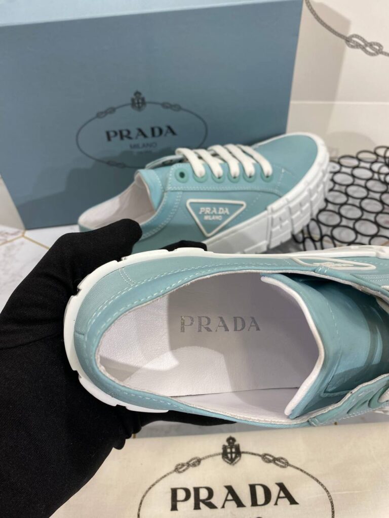 prada ayakkabi mavi gabardine