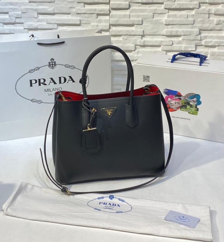 prada canta double duz siyah buyuk boy 37x27 cm