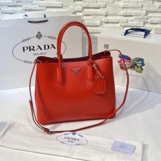 prada canta double kirmizi buyuk boy 37x27 cm