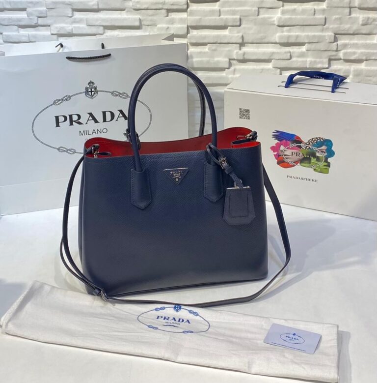 prada canta double lacivert buyuk boy 37x27 cm