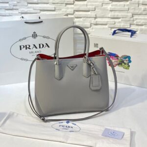 prada canta gri double duz buyuk boy 37x27 cm