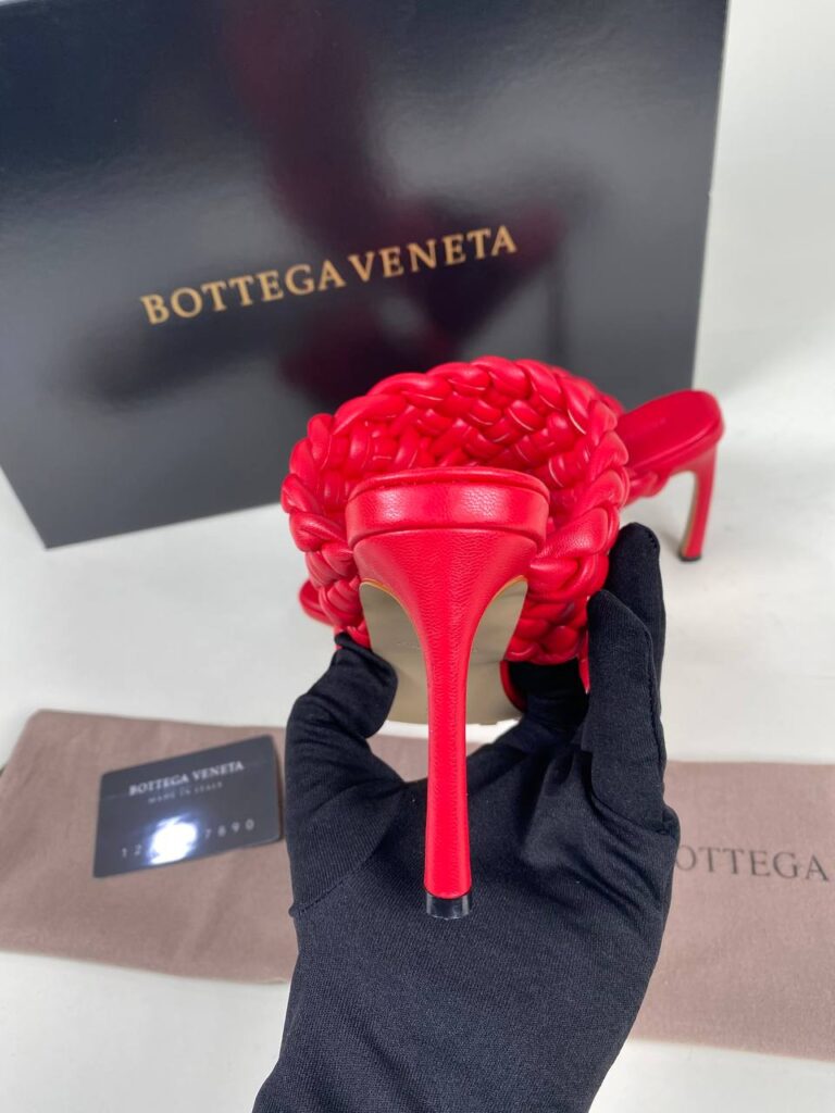 bottega veneta ayakkabi deri kirmizi terlik topuk 10 cm