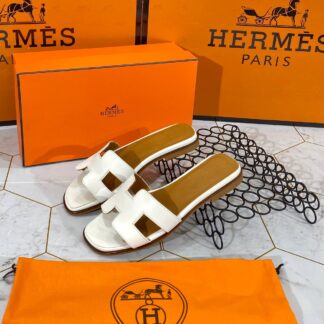 hermes terlik beyaz duz deri