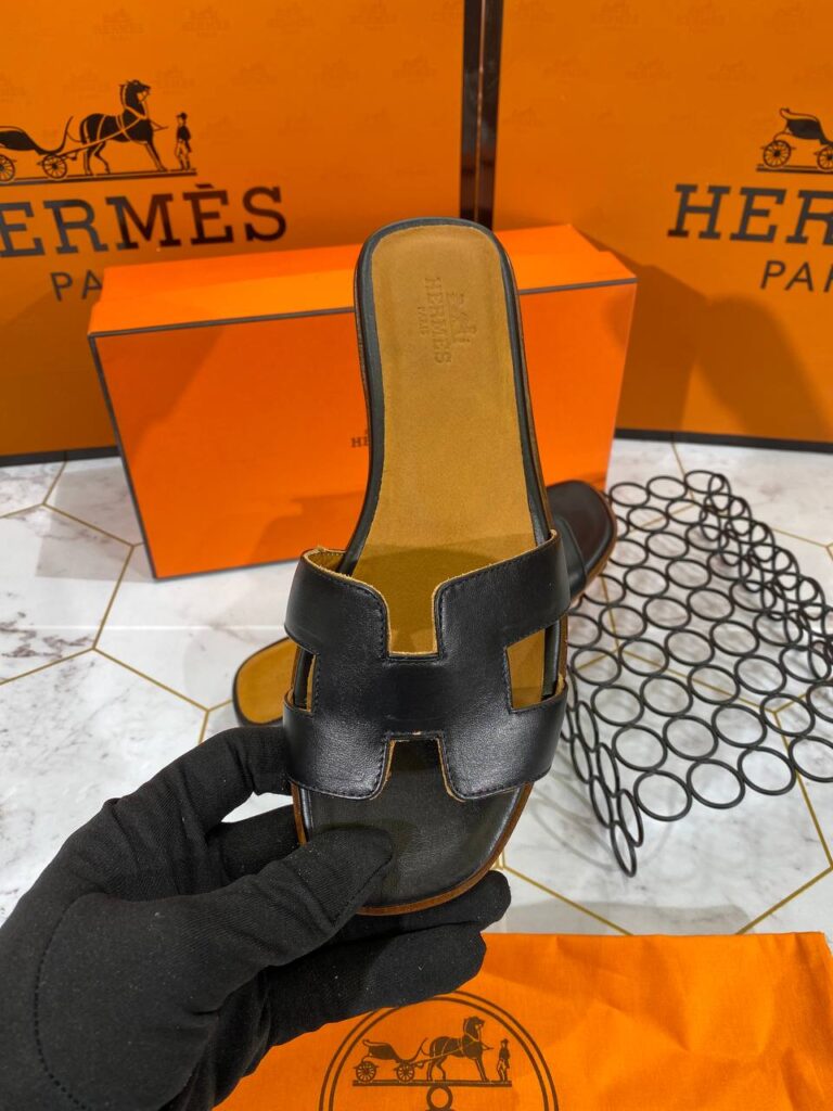 hermes ayakkabi terlik siyah duz deri