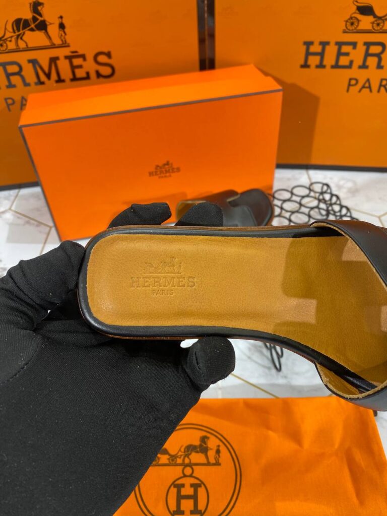 hermes ayakkabi terlik siyah duz deri