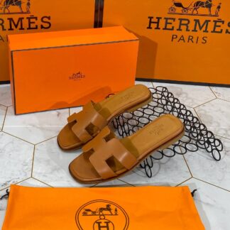 hermes terlik taba duz deri