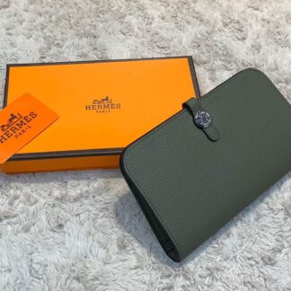 hermes canta haki yesil dogon cuzdan 20x12 cm
