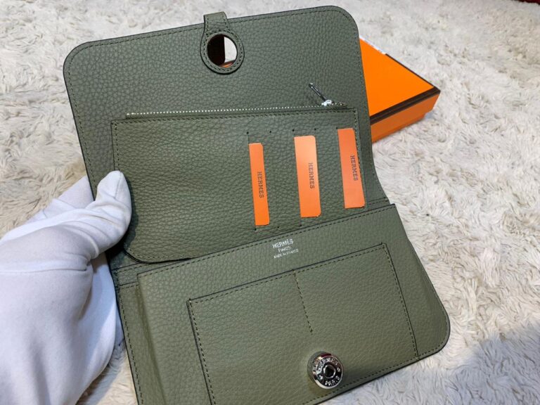 hermes canta haki yesil dogon cuzdan 20x12 cm