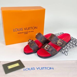 louis vuitton bom dia kirmizi terlik 3 cm topuk