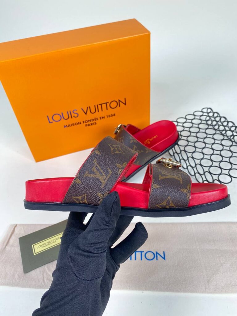 louis vuitton ayakkabi bom dia kirmizi terlik 3 cm topuk