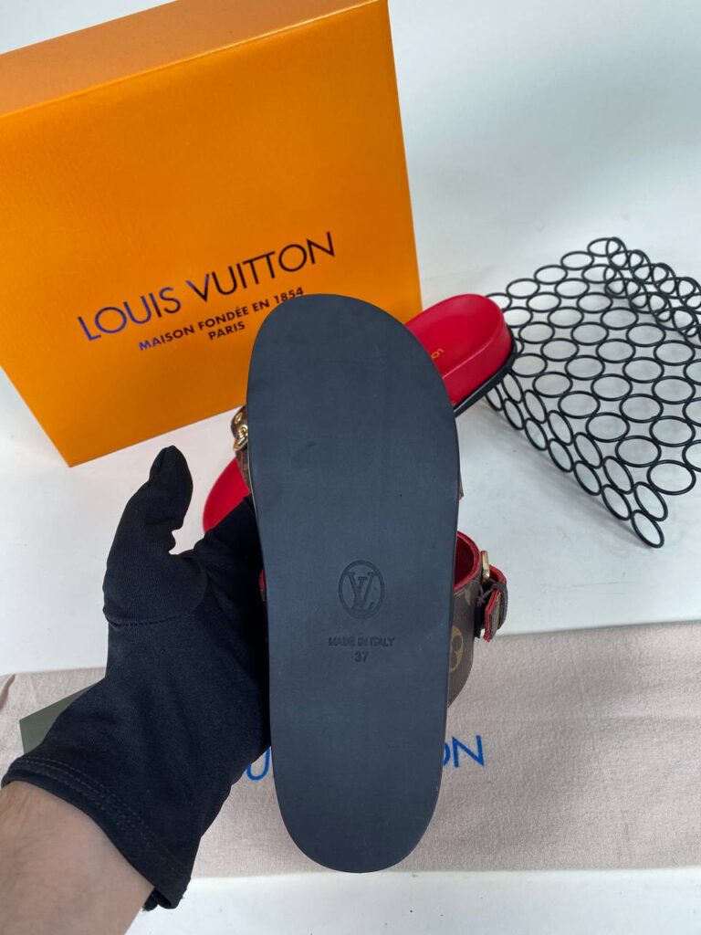 louis vuitton ayakkabi bom dia kirmizi terlik 3 cm topuk