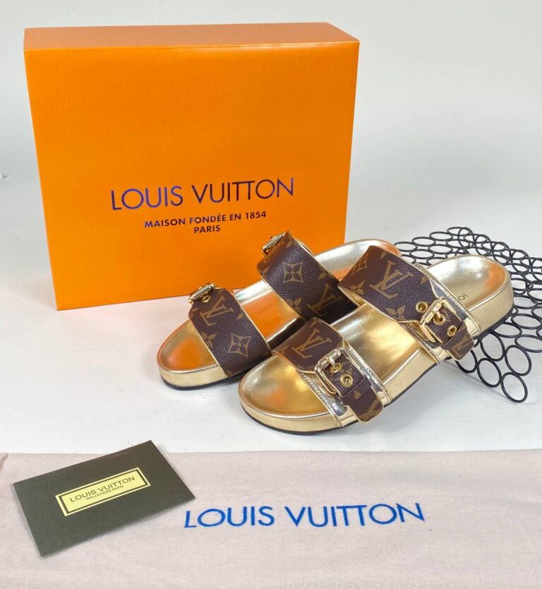 louis vuitton bom dia monogram gold terlik