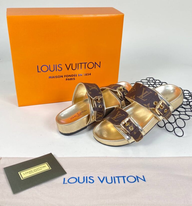 louis vuitton ayakkabi bom dia monogram gold terlik