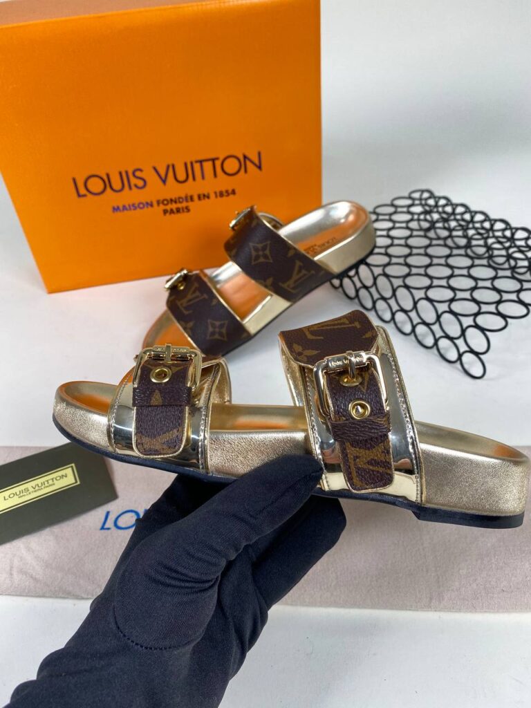 louis vuitton ayakkabi bom dia monogram gold terlik