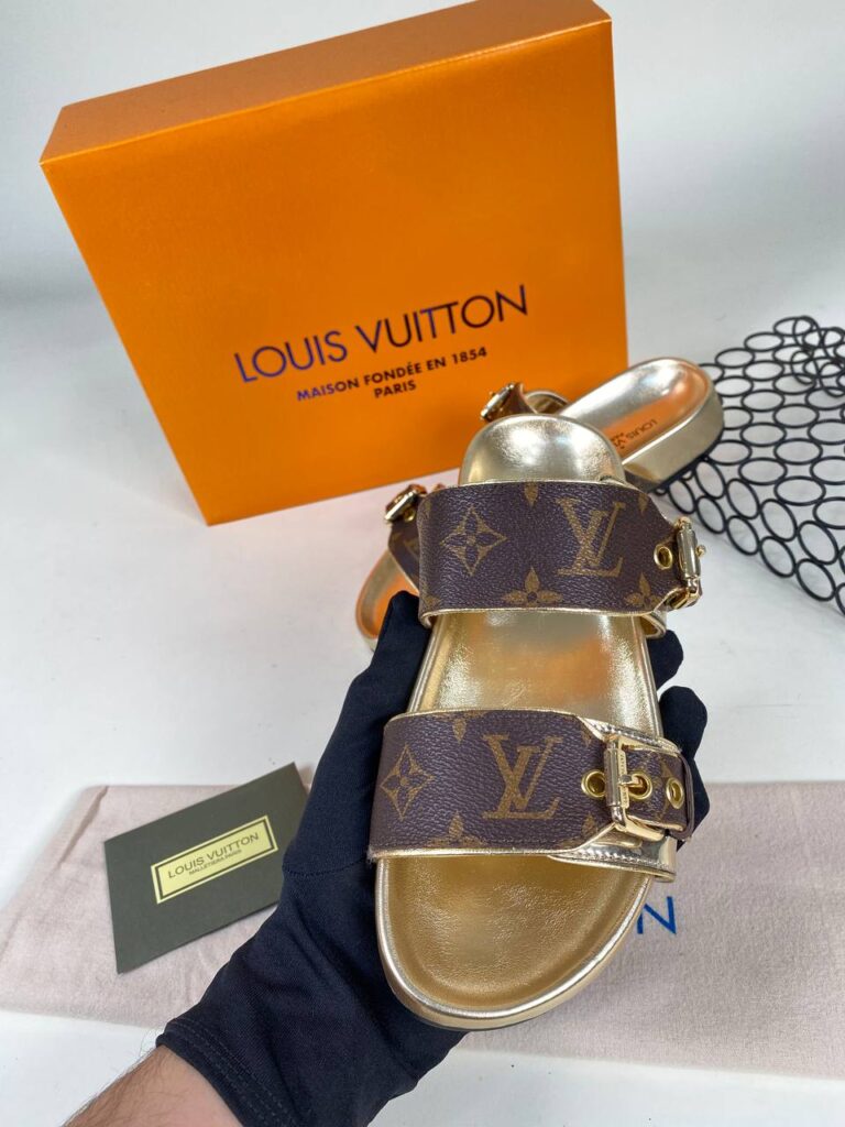 louis vuitton ayakkabi bom dia monogram gold terlik