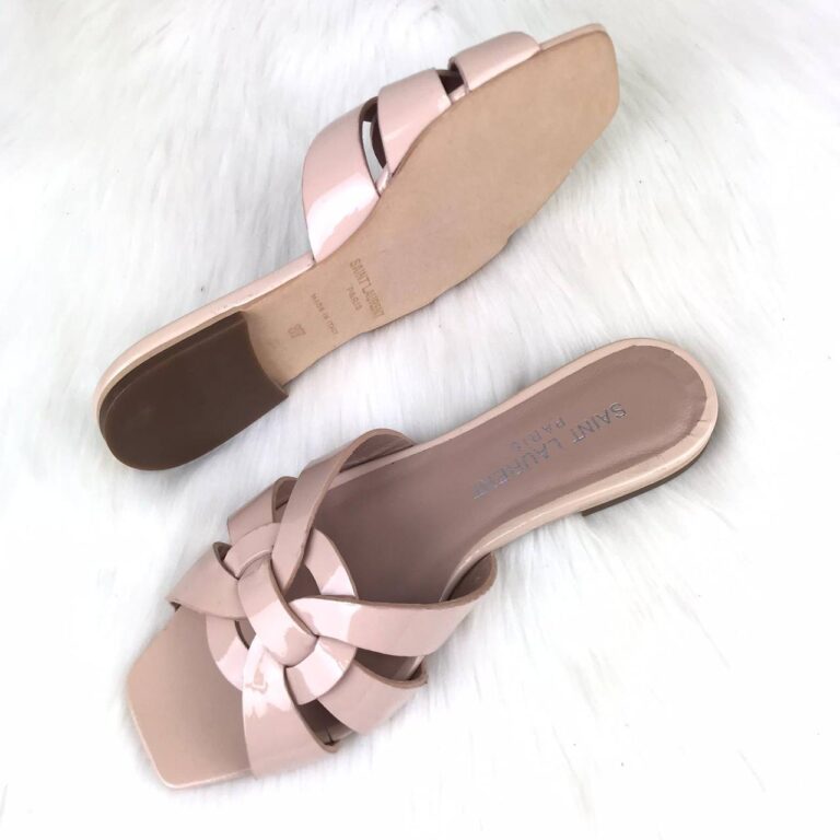 yves saint laurent ayakkabi terlik pudra rugan
