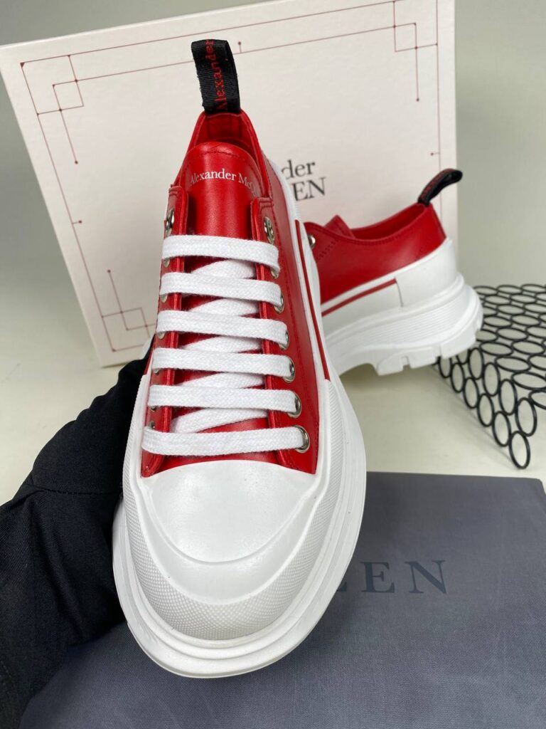 alexander mcqueen ayakkabi tread kirmizi sneakers
