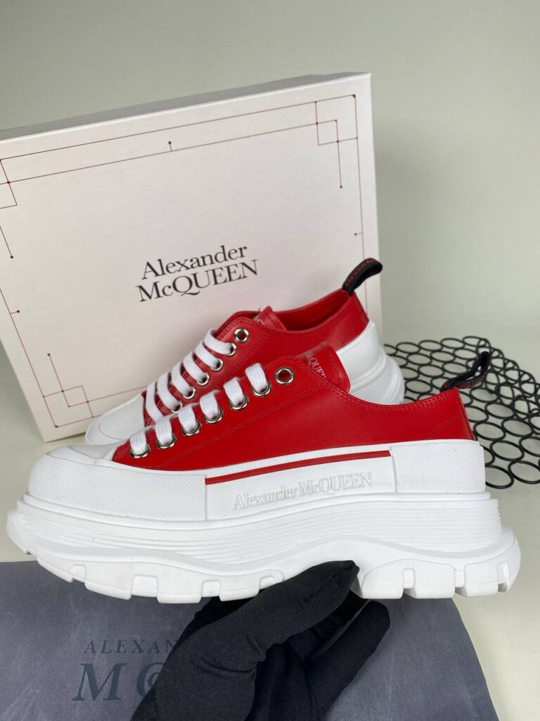alexander mcqueen ayakkabi tread kirmizi sneakers