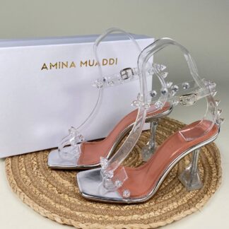 amina muaddi ayakkabi topuklu seffaf ithal