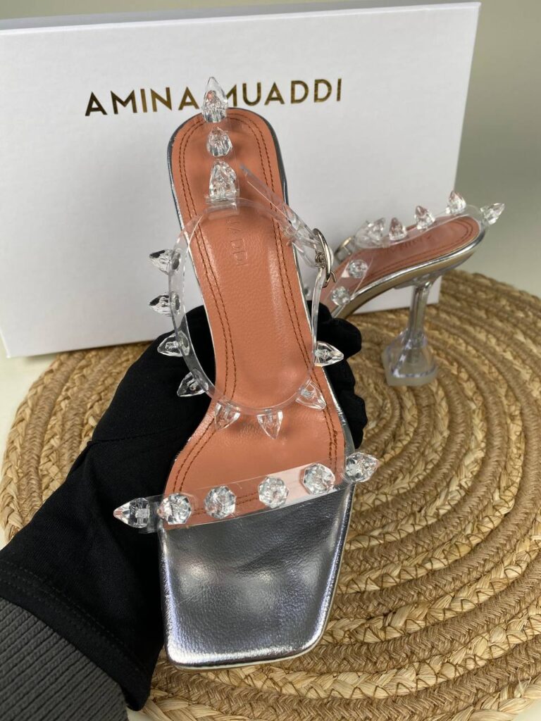 amina muaddi ayakkabi topuklu seffaf ithal