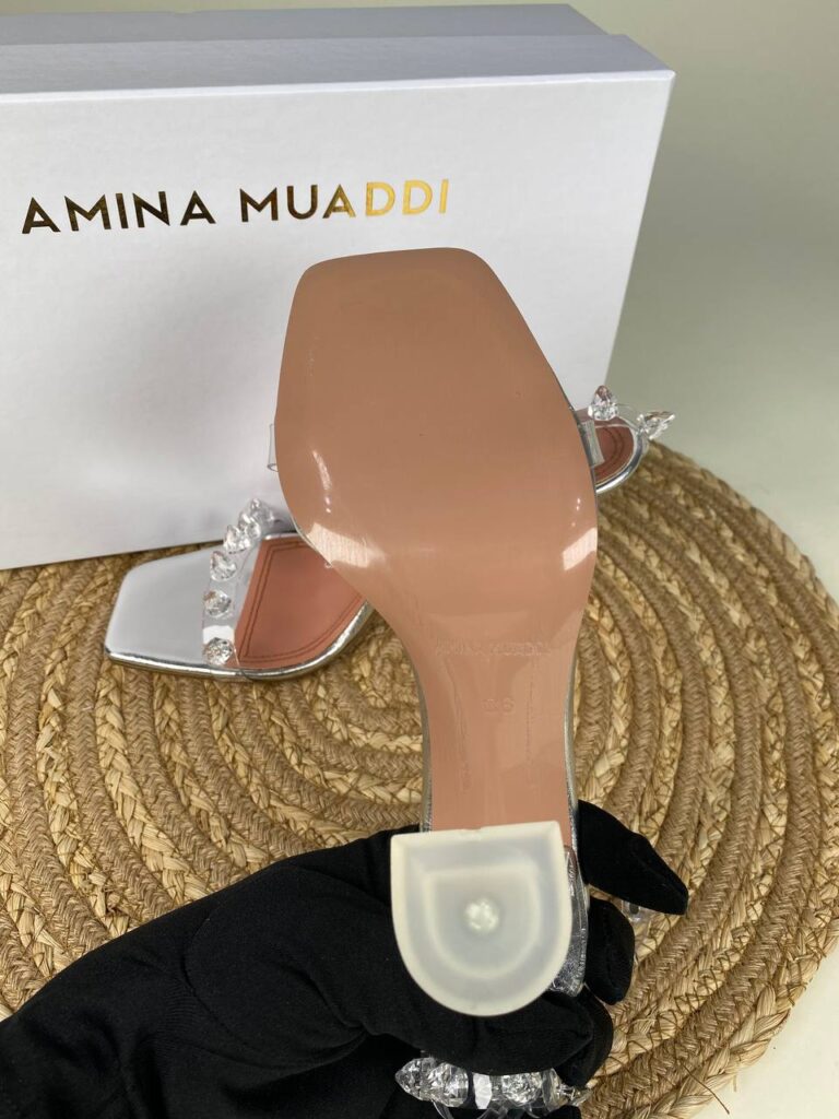 amina muaddi ayakkabi topuklu seffaf ithal