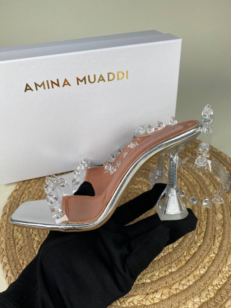 amina muaddi ayakkabi topuklu seffaf ithal