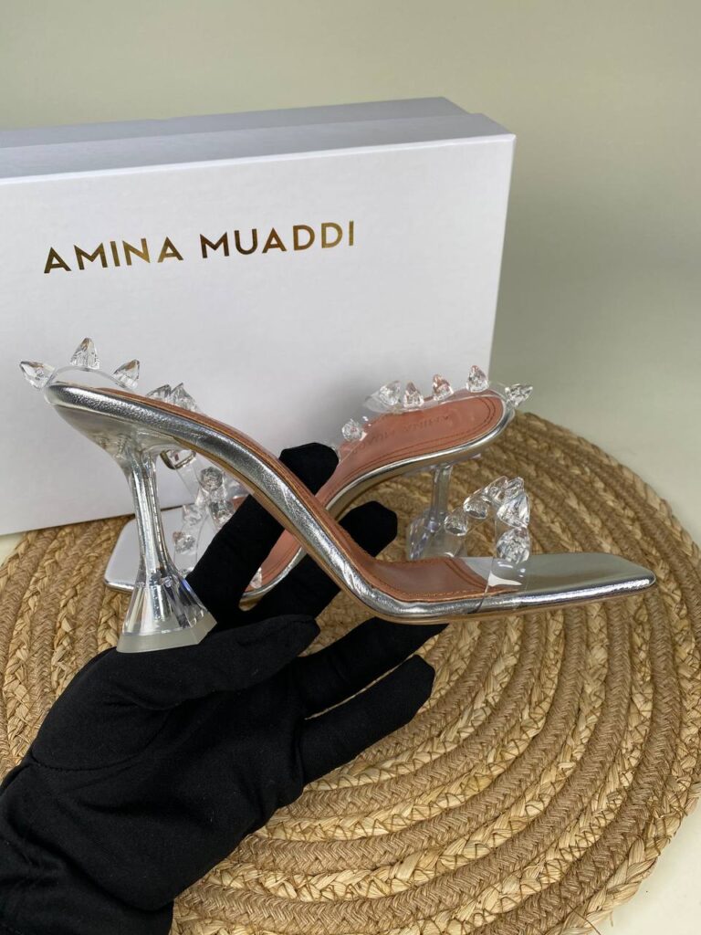 amina muaddi ayakkabi topuklu seffaf ithal
