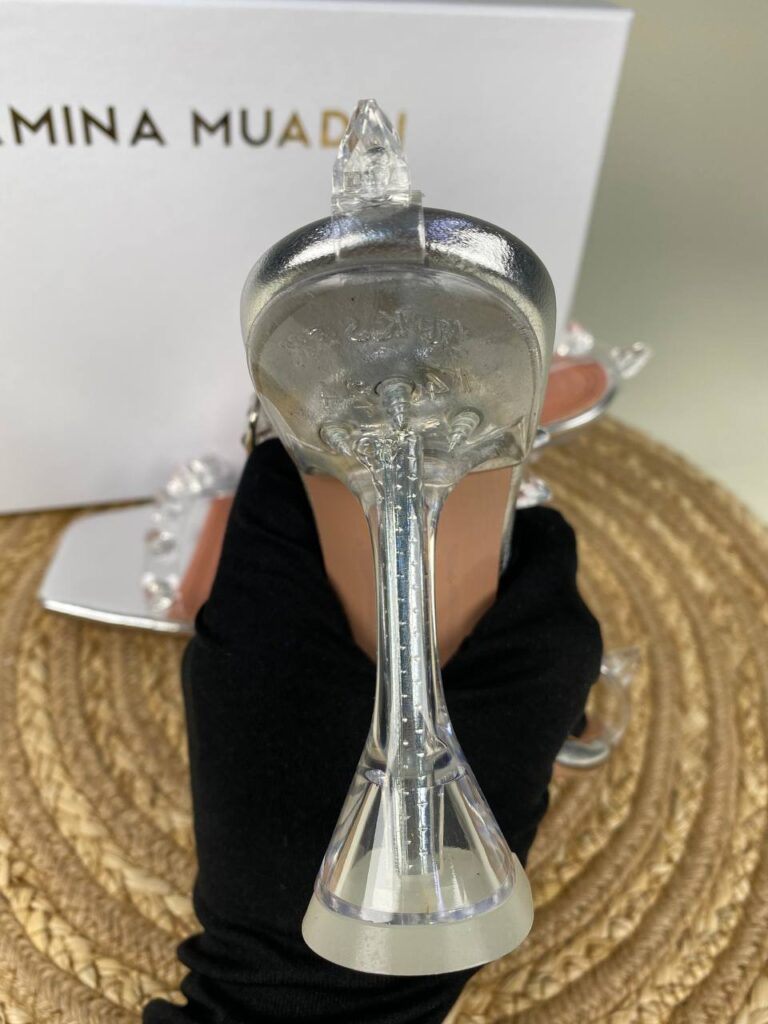 amina muaddi ayakkabi topuklu seffaf ithal