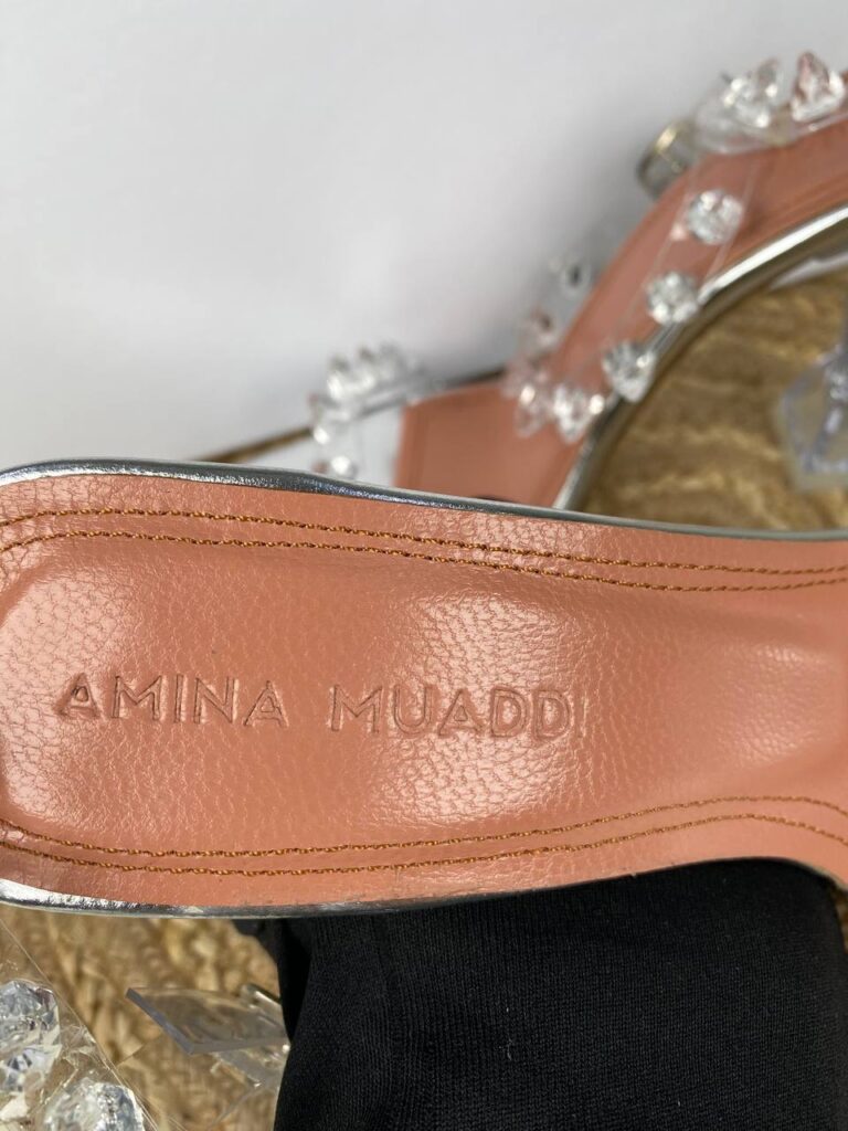 amina muaddi ayakkabi topuklu seffaf ithal