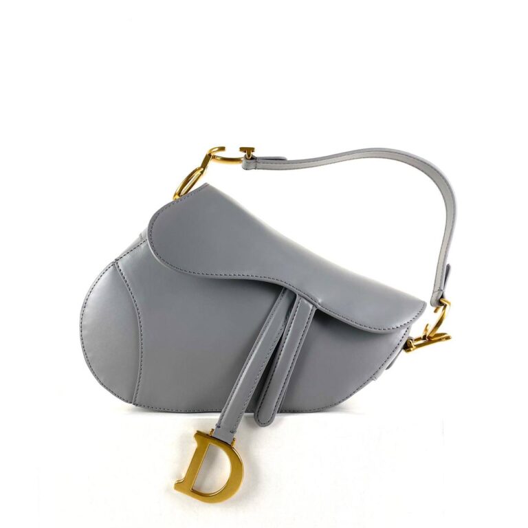 christian dior canta saddle calfskin gri eskitme altin rengi 25x20x6 cm