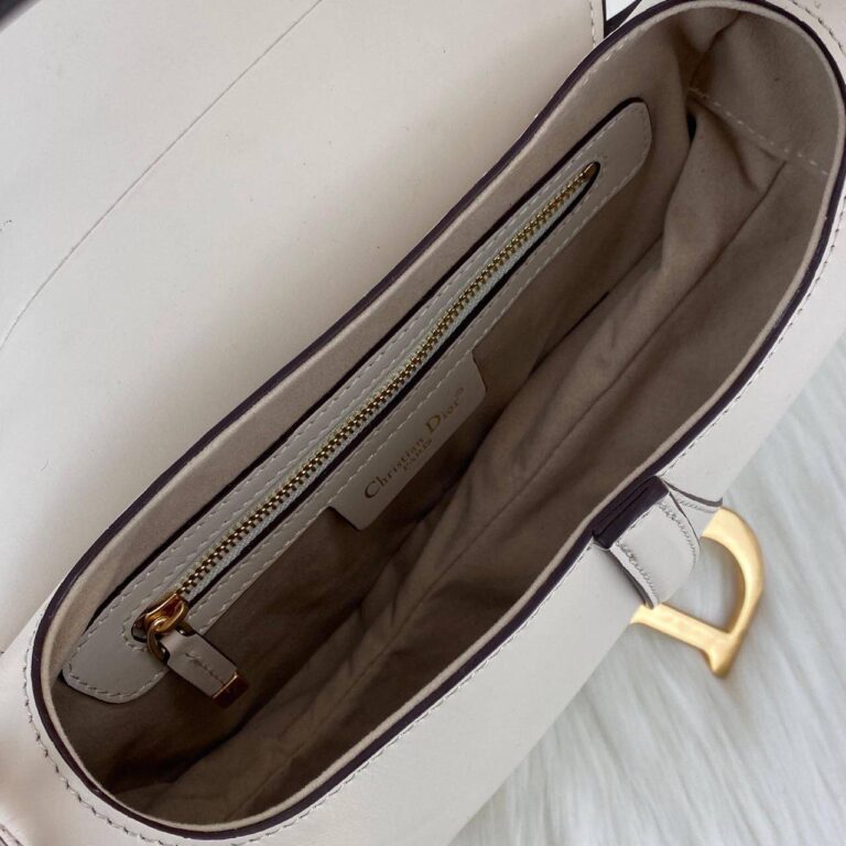 christian dior canta saddle calfskin krem eskitme altin rengi 25x20x6 cm