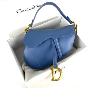 christian dior canta saddle calfskin mavi 25x20x6 cm