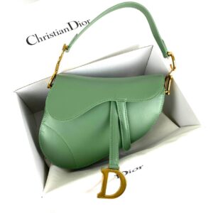 christian dior canta saddle calfskin yesil 25x20x6 cm