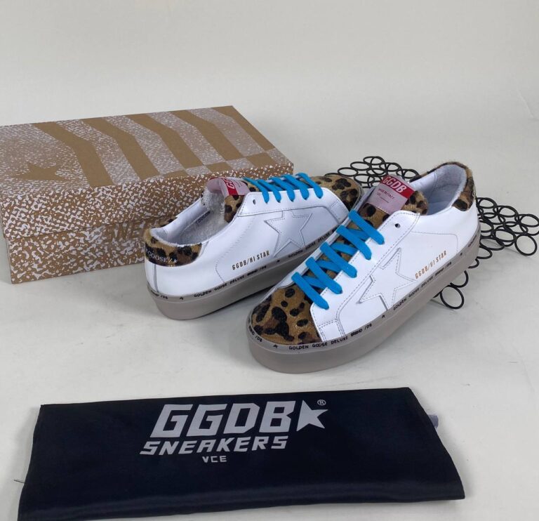golden goose ayakkabi beyaz leopar mavi sneakers taban 3cm