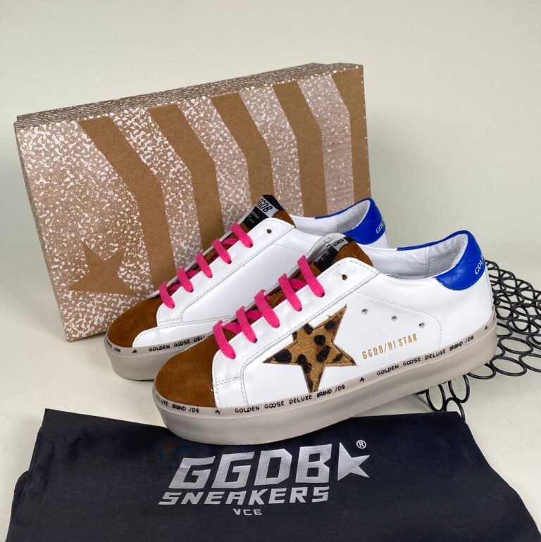 golden goose ayakkabi leopar pembe mavi sneakers