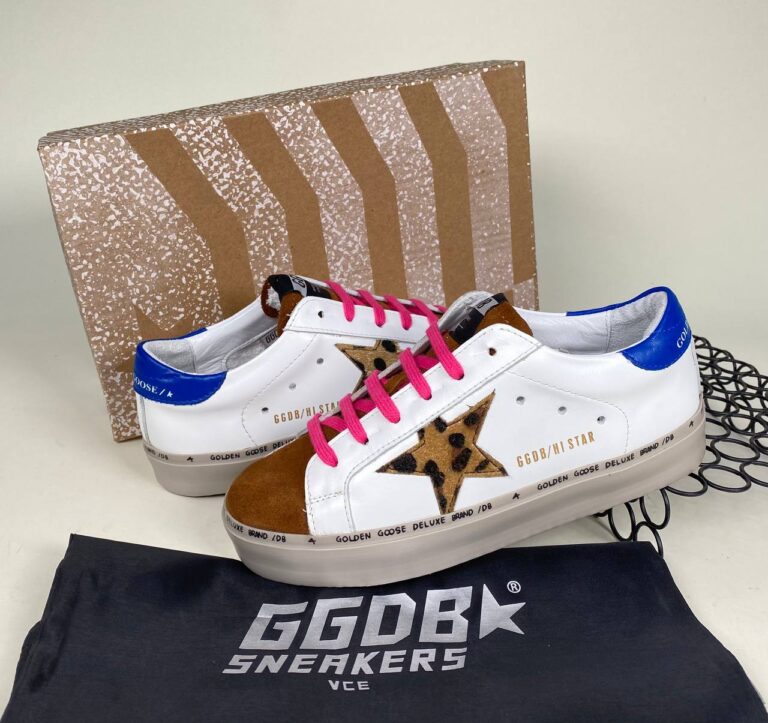 golden goose ayakkabi leopar pembe mavi sneakers