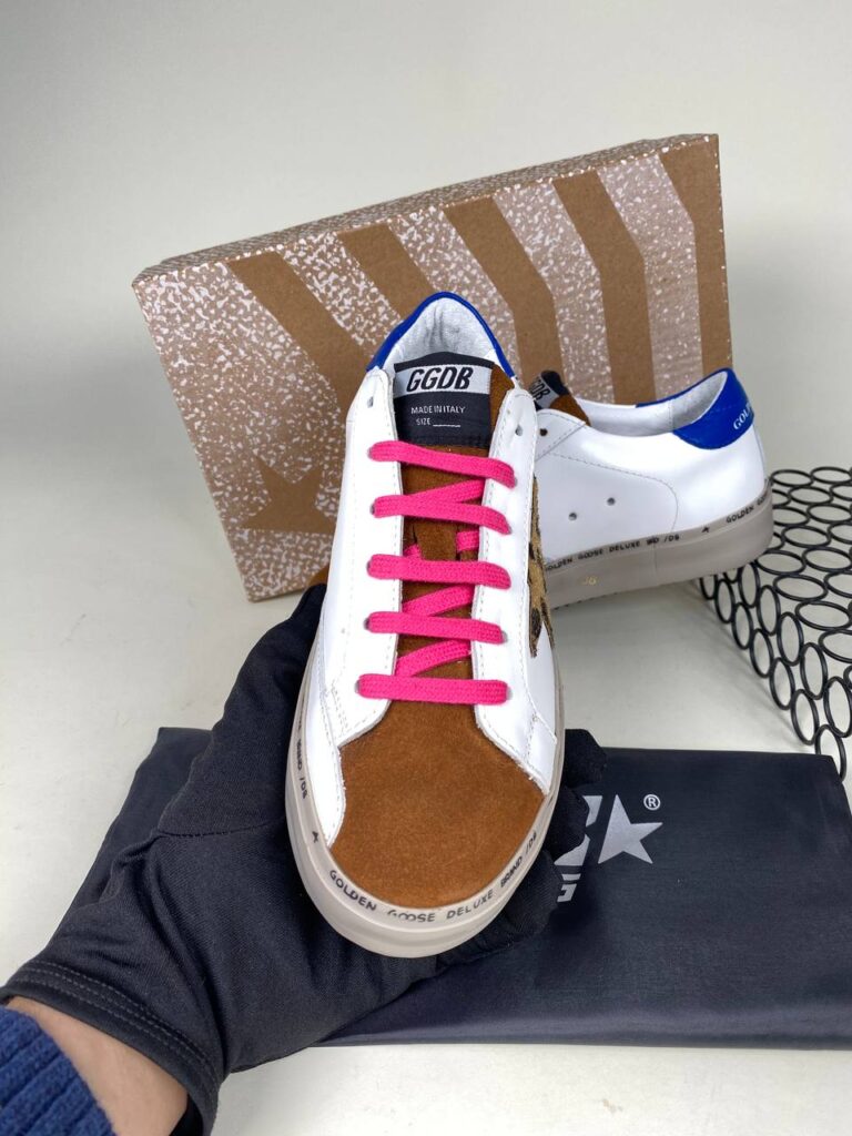 golden goose ayakkabi leopar pembe mavi sneakers