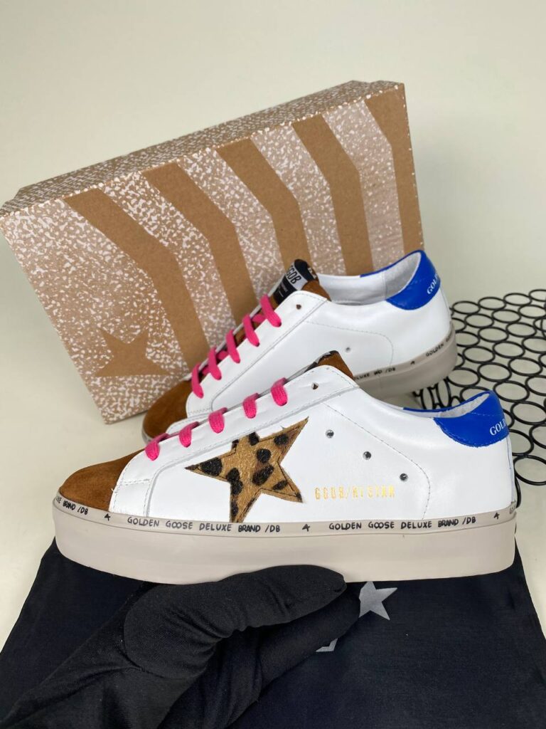 golden goose ayakkabi leopar pembe mavi sneakers