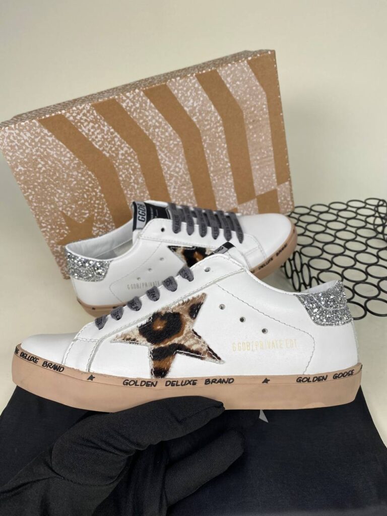 golden goose ayakkabi leopar simli silver sneakers