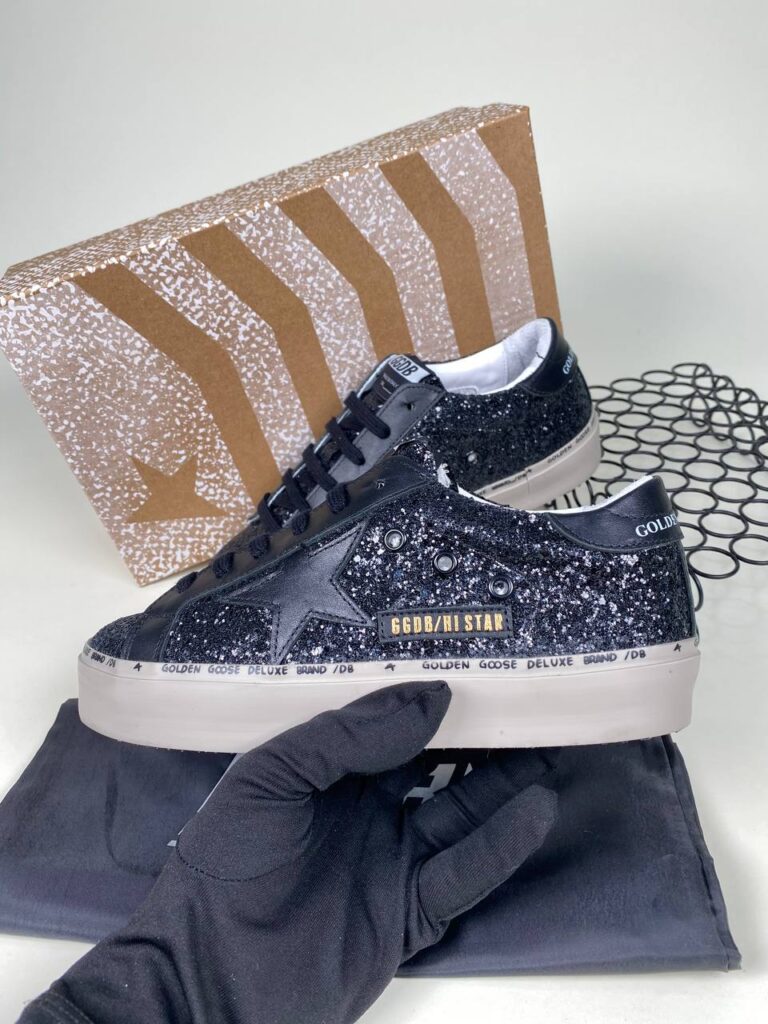 golden goose ayakkabi sneaker kadin siyah simli ithal