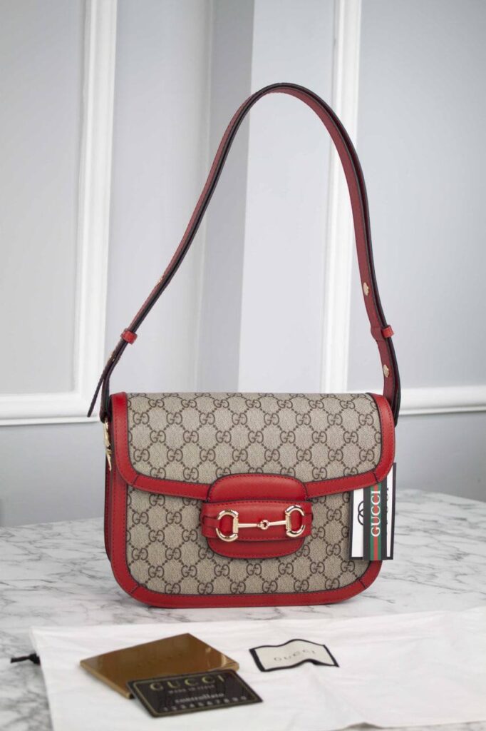 gucci canta horsebit 1955 shoulder kirmizi klasik 25x18x8 cm