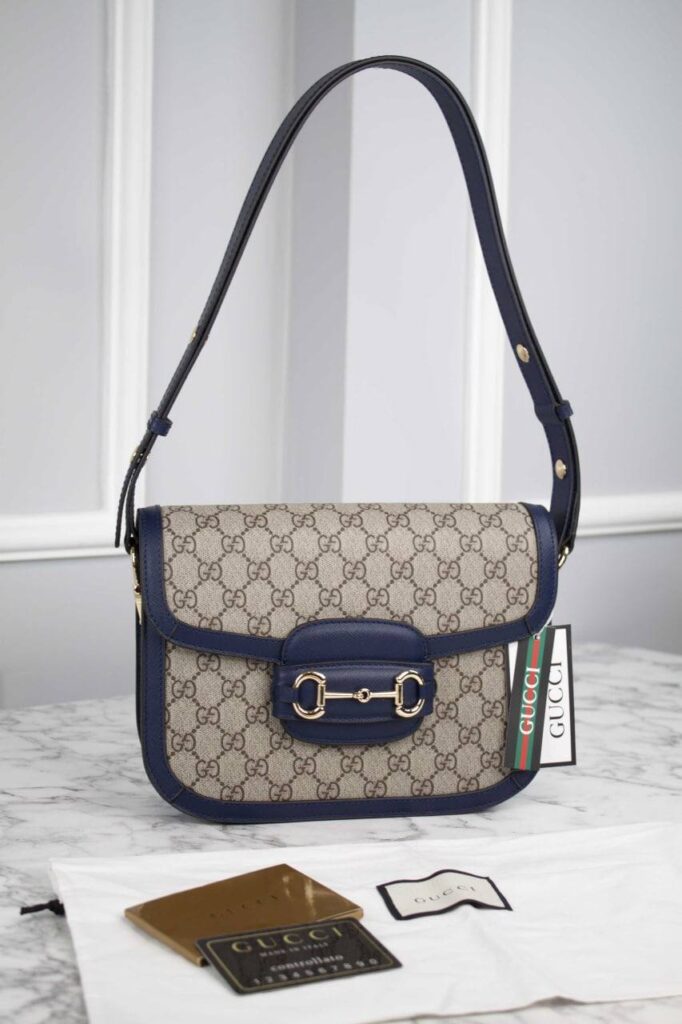 gucci canta horsebit 1955 shoulder lacivert klasik 25x18x8 cm